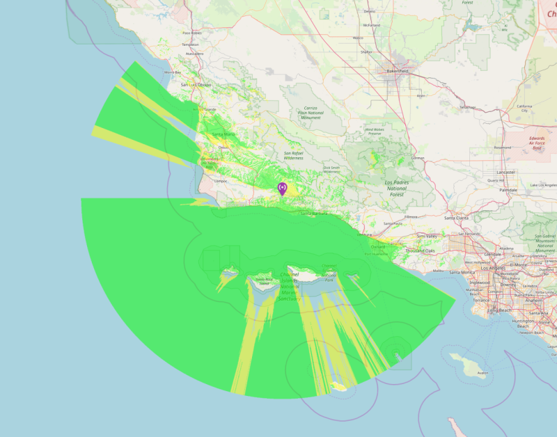 Santa Ynez Peak Coverage map
